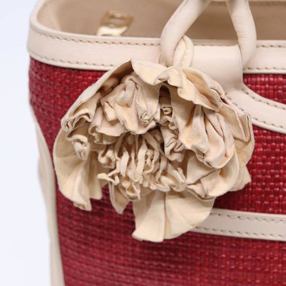 CELINE Boogie bag Hand Bag Straw Red Auth yk13094 - Picture 15 of 16